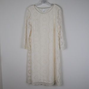 London Times Ivory Floral Lace Shift Dress 16